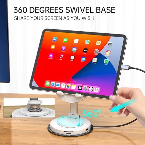 Maximize Your Workspace Efficiency with the 100 W USB-C Docking Station: Versatile 5-Port Universal Hub with Adjustable Phone Stand and 360° Rotating Base for Seamless Connectivity Across Mac Book Pro, Air, Dell, and HP Laptops – Power Delivery Charging and Fast USB 3.0 Data Transfer for Enhanced Productivity