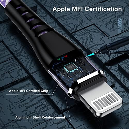 Essri 10 FT Nylon Braided i Phone Charger Cord 2-Pack – Fast Charging Lightning Cable for i Phone 14, 13, 12, 11, X, XS, XR, and 15 – Durable Blue 10 Foot Charging Solution for Ultimate Convenience and Style