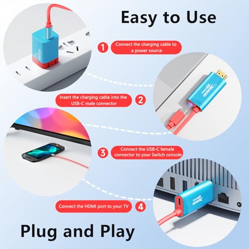 Elevate Your Gaming with the Switch 2 HDMI Adapter Cable Connector – 6.6 ft USB-C 3.2 to HDMI 2.0 for 4 K@60 Hz Gameplay | High-Speed 18 Gbps Data Transfer | Portable Power Delivery 100 W for Nintendo Switch 2, OLED, Steam Deck & ROG Ally | Ultimate Travel Dock for Immersive Visuals and Seamless Connectivity