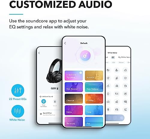Unleash Your Sound: Anker Q20 i Wireless Over-Ear Headphones with Advanced Noise Cancellation, 40-Hour Battery Life, and Customizable Audio Profiles – Immerse Yourself in Hi-Res Audio with Deep Bass and Transparency Mode for Ultimate Comfort and Clarity