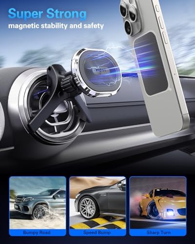 Volport Advanced Magnetic Phone Mount for Automotive Use – Heavy-Duty Vent & Dashboard Holder Compatible with Mercedes Benz and Mini Cooper – Securely Stabilizes i Phone, Samsung Devices & Tablets with Superior Magnet Technology – Effortless Installation for Safe, Hands-Free Navigation and Entertainment