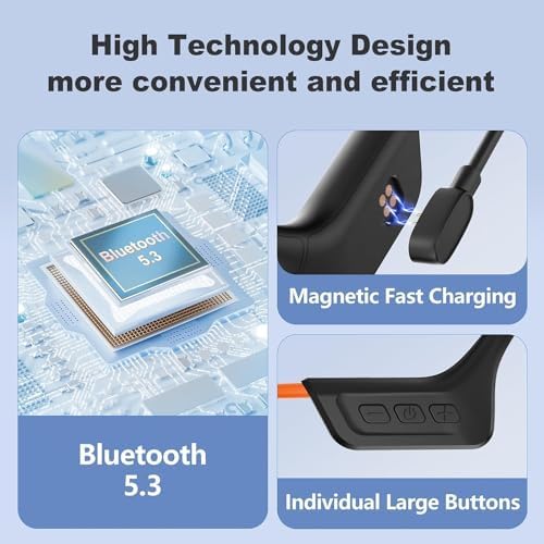 Revolutionize Your Workout with Waterproof Bone Conduction Headphones – Bluetooth 5.3 Open-Ear Sports Earbuds for Active Lifestyles – 10-Hour Battery Life and Built-in Microphone for Seamless Communication – Lightweight Ergonomic Design Perfect for Running, Cycling, and Gym Activities – Stay Alert and Enjoy Premium Sound Quality While Staying Connected