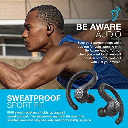 JLab JBuds Air Sport True Wireless Bluetooth Earbuds – IP66 Sweat-Resistant with 30-Hour Playtime, Class 1 Bluetooth 5.0, and Customizable EQ Sound Modes for Ultimate Workout Performance and Daily Listening
