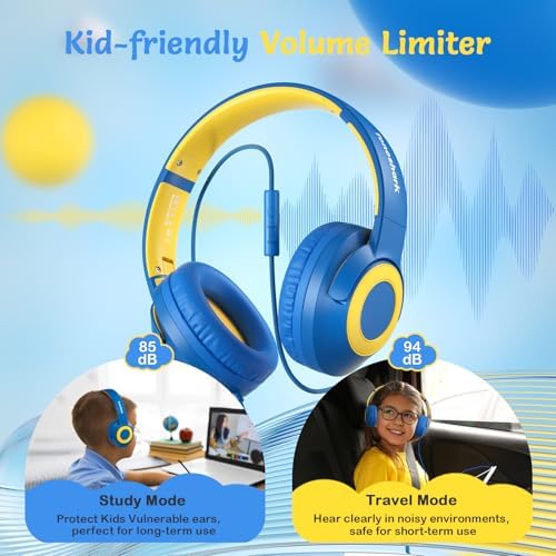 Comfortable Pink Headphones for Kids with Microphone – Safe Listening Technology at 85/94 d B, Foldable & Portable for School and Travel, Includes Stylish Carrying Case – Ideal for Young Girls Who Love Music and Learning