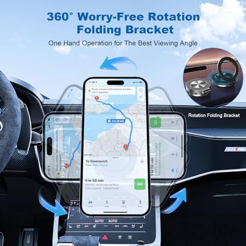 Magnetic 360° Electric Suction Phone Holder for Cars and Gyms – Ultra-Stable Grip for Seamless Hands-Free Access to Your Smartphone on Any Smooth Surface (Black) – Perfect for Navigation and Workouts