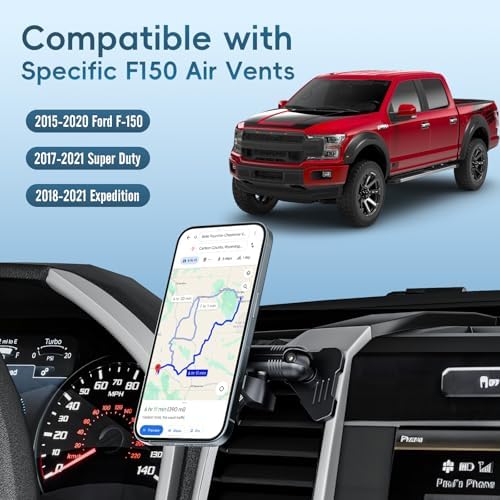Kaishengyuan Magnetic Vent Phone Mount Compatible with 2015-2020 Ford F-150, 2017-2021 Super Duty & 2018-2021 Expedition, Car Full Metal Phone Holder Cradles Bracket Stand for All Smartphone – Enhanced Compatibility and Speed
