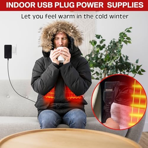 12000 m Ah Portable Power Bank for Heated Clothing – 5 V 2 A Charger for Vests, Jackets, and Hoodies – Lightweight Battery Pack with USB Wall Adapter for All-Day Warmth and Fast Charging – Essential Accessory for Outdoor Adventures