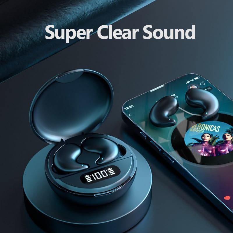 Bluetooth 5.3 Ergonomic Sleep Earbuds for Side Sleepers – Ultra-Lightweight Noise-Canceling Mini Headphones with IPX4 Waterproof Rating – Perfect for Restful Sleep, Intense Workouts, and Ultimate Relaxation (Black) – Experience Unmatched Comfort and Serenity for Enhanced Audio and Health Benefits