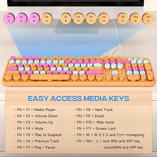 Illuminate Your Workspace with the Large Print Backlit Keyboard – Ergonomic USB Wired Multimedia Keyboard with Rainbow LED Lighting for Enhanced Comfort and Visibility on Windows PCs & Laptops