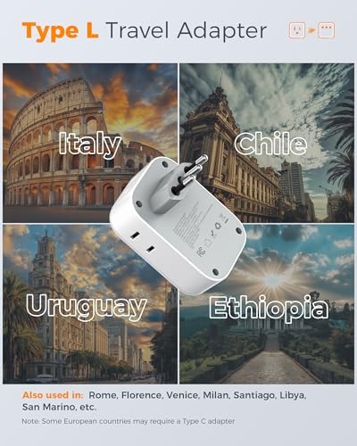 TESSAN Universal European Travel Power Adapter – 3 High-Speed USB Ports (2 USB-C) & 4 AC Outlets for Seamless Device Charging Across France, Germany, Spain, Greece & More – Compact Multi-Port Solution for Global Travelers – Ultimate Type E/F Plug Converter for Efficient Connectivity