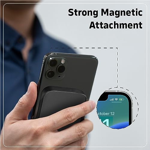 Magnetic 10,000 m Ah Wireless Power Bank for i Phone 15/14/13/12 – Fast Charging Portable Battery Pack with USB-C Cable, Sleek Black Design for Enhanced Compatibility and On-the-Go Convenience