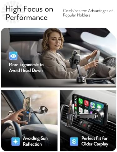 LISEN Electric Retractable Car Phone Mount, 100% Ultra-Stable iPhone Vacuum Electric Suction Cup Phone Mount, Suction Cup Magnetic Phone Holder for iPhone 16 15 Pro Max Plus 14~X, Samsung Galaxy S25 – Enhanced Compatibility and Speed