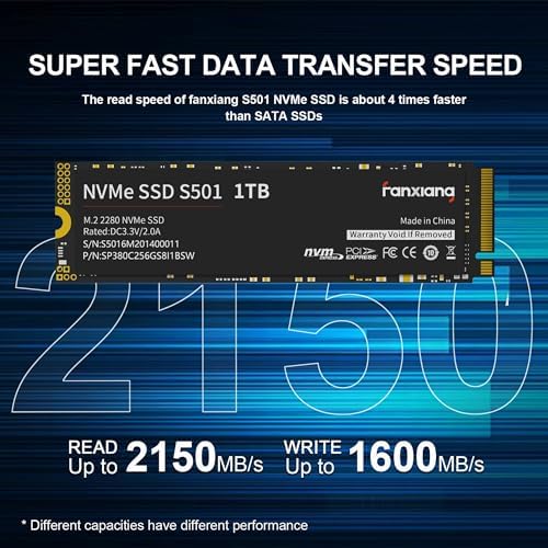 Unleash Unmatched Speed with the S501 512 GB NVMe SSD – High-Performance M.2 2280 Solid State Drive Perfect for Gamers and Professionals | Blazing-Fast Read Speeds Up to 2,150 MB/s & Write Speeds of 1,600 MB/s | Durability Meets Innovation with Enhanced 3 D NAND Technology | Effortless PCIe Gen3 x4 Installation for Seamless Upgrades in Laptops and Desktops | Transform Your Workflow and Gaming Experience Today!