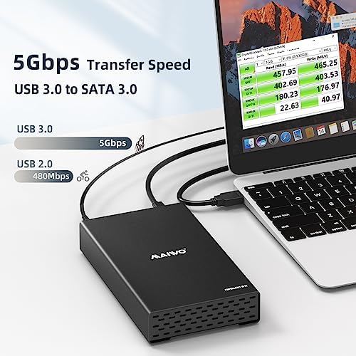 MAIWO 24 TB External Hard Drive Enclosure for 2.5″ & 3.5″ SATA HDD/SSD – High-Speed USB 3.0 Adapter with UASP Technology, Durable Aluminum Alloy Case for Optimal Heat Dissipation and Enhanced Data Transfer Performance