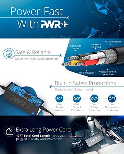 Power Up Your Dell Devices with the PWR+ USB-C Car Charger – Ultra-Fast 90 W, 65 W, 45 W, 30 W Adapter for Latitude, XPS, Chromebook, and More – 10 ft Long Cord for Ultimate Convenience – UL Certified Safety and Enhanced Compatibility for Reliable Charging On-the-Go