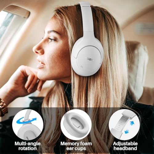 TOZO HT2 Wireless Over-Ear Headphones with Superior Active Noise Cancellation – Immerse in 60-Hour Playtime, Personalized Hi-Res Audio with Custom EQ, and Rich Deep Bass – Luxurious Khaki Design for Home, Office, and Travel Enthusiasts Seeking Unmatched Comfort and Sound Quality