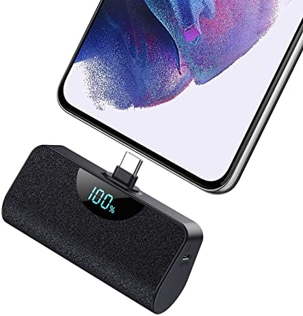 Ultra-Compact 5200 m Ah USB-C Power Bank with LCD Display – Fast-Charging Portable Charger for i Phone 15, Samsung, Google Pixel & Android Devices – Stylish Purple Battery Pack for On-the-Go Power Solutions