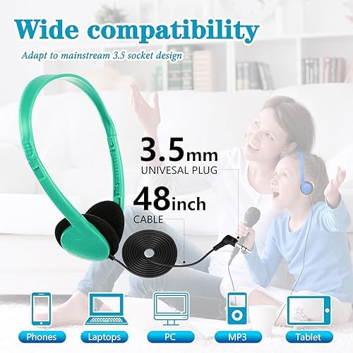 Bulk 30-Pack Student Headphones for Classrooms – Lightweight, Durable Earphones with Enhanced Audio Quality, Perfect for Educational Engagement and Group Learning Activities, Ideal for Kids and Young Learners