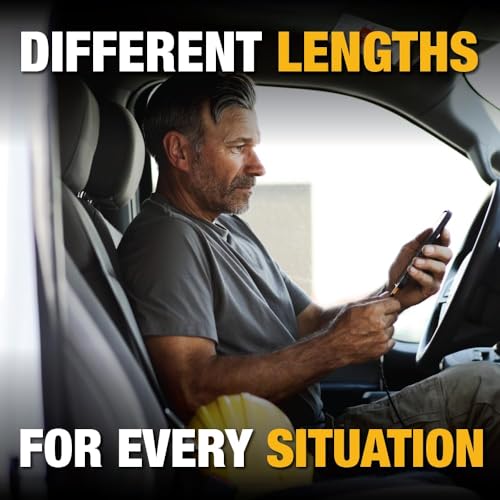 DEWALT Professional 6 ft Heavy Duty USB C Charging Cable – High-Speed 60 W Type-C to Type-C Cord for Fast Charging i Phone 16/15 Pro Max, Mac Book, i Pad, and Samsung Galaxy – Robust Design for Jobsite Durability and Enhanced Compatibility