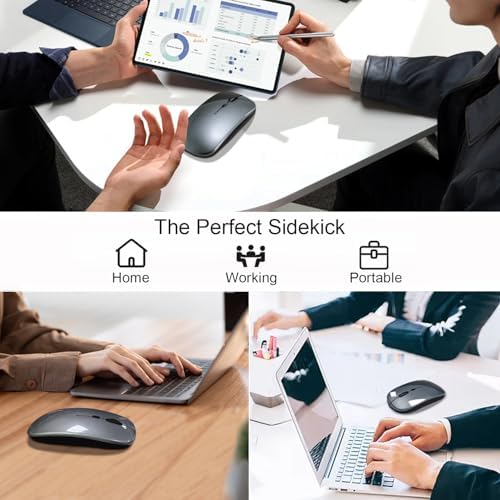 Ultimate Wireless Bluetooth Mouse for i Pad, Mac Book Pro, Air, and PCs – Rechargeable Silent Design for Productivity on the Go – Portable Slim Dual Mode Mouse with LED Indicators and Universal Compatibility