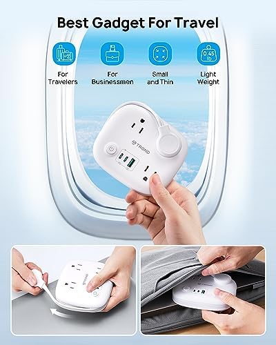 Ultimate Travel Power Strip with Fast Charging USB-C, 3 Spacious Outlets, and 2.6 FT Cord – Perfect for Hotels, Cruise Ships & On-the-Go Power Needs – Compact & Lightweight Design for Effortless Portability and Enhanced Device Compatibility