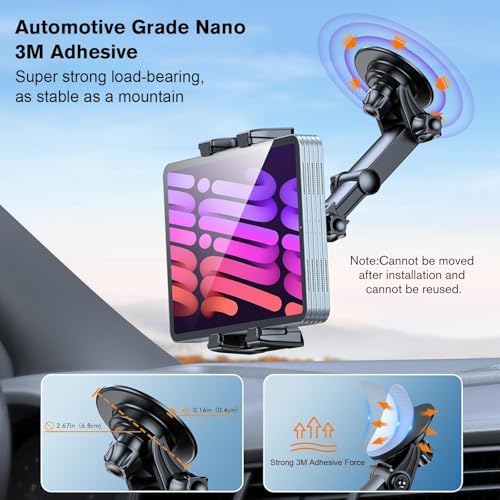 Universal 360° Rotation Tablet Holder for Car – OHLPRO Adhesive Dashboard Mount for i Pad & Samsung Galaxy, Secure Windshield Stand for 5″-13″ Tablets, Effortless Installation, Enhanced Safety & Convenience for Drivers