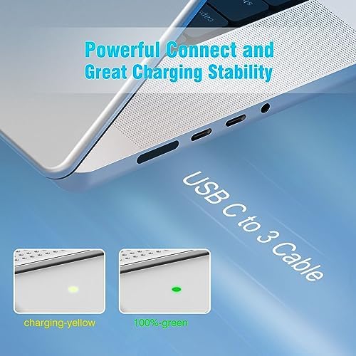 Compact Power Adapter for Mac Book Pro & Air – 6.6 FT Braided USB-C Charger with LED Indicator, Starlight Finish, Fast Charging for 2021-2025 Models, Enhanced Safety Features, Reliable Performance for Home & Travel Use
