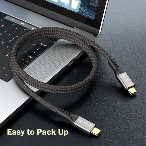 USB-C 4FT 40Gbps Braided Cable – 90 Degree, 8K Display, 100W Charging, Compatible with Thunderbolt 4/3 USB4/3, MacBook Pro, External SSD, eGPU – Enhanced Compatibility and Speed