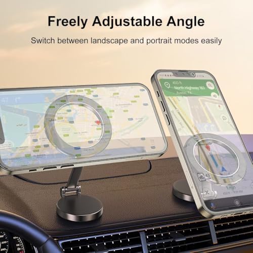for MagSafe Car Mount, 360° Rotation Phone Holder for Car, Universal Dash Car Mount, All-Metal Magnetic Phone Mount for Car Fit for iPhone 15 14 13 12 Pro Max Plus Mini MagSafe Cases – Enhanced Compatibility and Speed