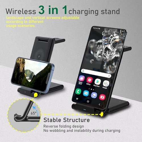 Revolutionize Your Charging Experience: 15 W 3-in-1 Foldable Wireless Charging Station for i Phone 11-16 Pro Max & Samsung Devices – Simultaneous Power for Apple Watch & Air Pods, Portable Design, Enhanced Speed & Compatibility