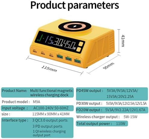 Max Lax 110 W Blue Fast USB Charging Hub – 6-Port Power Station with 3 USB & 3 PD Ports, Digital Display for Rapid Multi-Device Charging of Laptops, Phones & Tablets – Ultimate Efficiency & Safety Features for Tech Enthusiasts