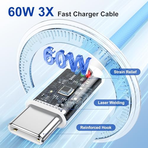 Apple i Phone 15 Charger Cable Trio – 6 ft USB-C to USB-C Fast Charging Set for i Phone 15, Mac Book & i Pad 12.9 – Superior Durability & Enhanced Compatibility for Effortless Powering Solutions