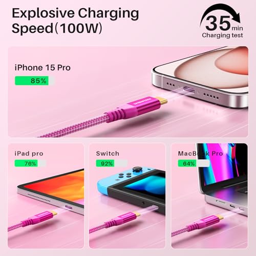 Long USB C Monitor Cable 10FT, 4K@60Hz Video Output 100W PD Charging, 20Gbps Data Transfer, Long USB C 3.2 Gen 2×2 Cable for MacBook, iPad, Dell, LG, ARZOPA, KYY for Portable Monitor – Enhanced Compatibility and Speed