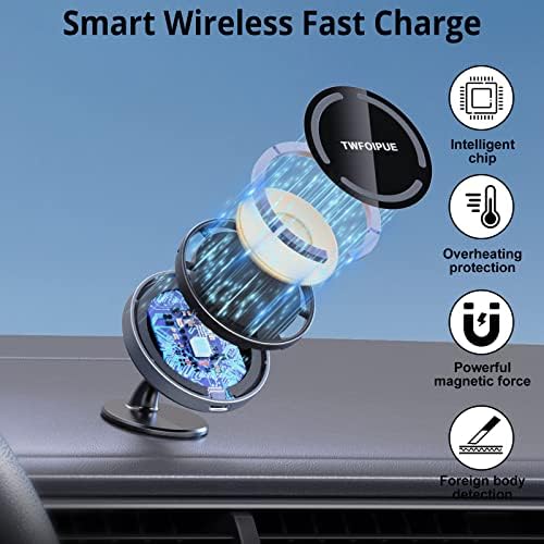 Revolutionary Magnetic Wireless Car Charger Mount for i Phone 12/13/14 – Fast 15 W Charging & Secure Air Vent Magnet Holder – Optimized Mag Safe Compatibility & Enhanced Driving Experience