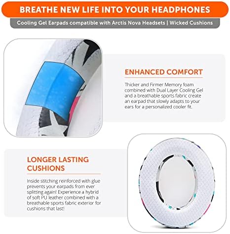 Upgrade Your Arctis Nova Experience with WC Freeze Cooling Gel Earpads – Optimal Comfort and Enhanced Sound Isolation for Pro Wired, Nova 7, 5, 4, 3, 1 Headsets – Designed by Wicked Cushions | Black | Superior Hybrid Fabric Technology for Long Gaming Sessions