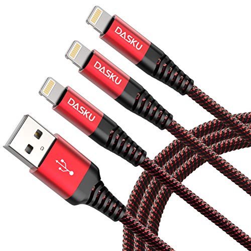 3-Pack 3 FT Lightning Cable – Premium Nylon Braided Fast Charging Cord for i Phone 13/12/11/Pro Max/X/Xs Max/Xr/8 Plus/7 Plus/6 S Plus/6 Plus/i Pad – Ultimate Durability & Tangle-Free Convenience