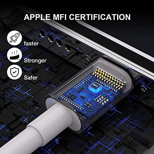 Enhanced Charging Trio: MFi Certified Fast Charger Pack for i Phone – 3 Quick Charging Blocks & 10 ft USB-C to Lightning Cable for Models 14, 13, 12, 11, X – Unmatched Speed and Versatility for Seamless Power Solutions