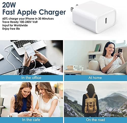 Ultra-Fast 20 W USB-C Wall Charger Block for i Phone 16/15 – 3-Pack Super Charging Adapter for i Phone, i Pad & Air Pods – Compact PD Type C Power Delivery Solution with Enhanced Compatibility & Safety Features