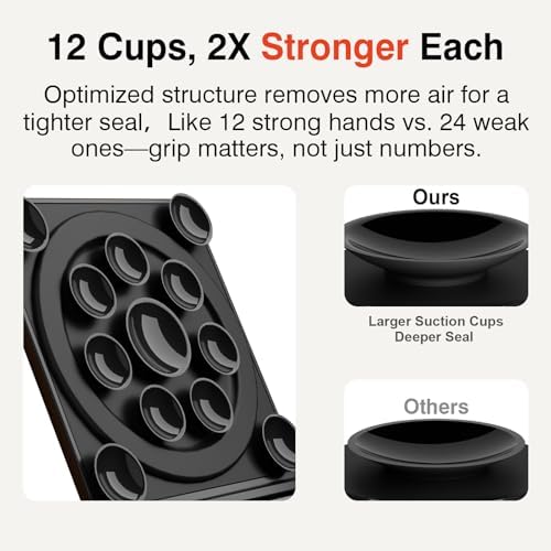 Revolutionary Suction Phone Case Adhesive Mount with Stand – Ultimate Mag Safe Compatible Smartphone Holder for Effortless Selfies & Videos, Strong Sticky Grip for i Phone & Android Users, Compact Hands-Free Accessory for Vlogging & Live Streaming (Black)