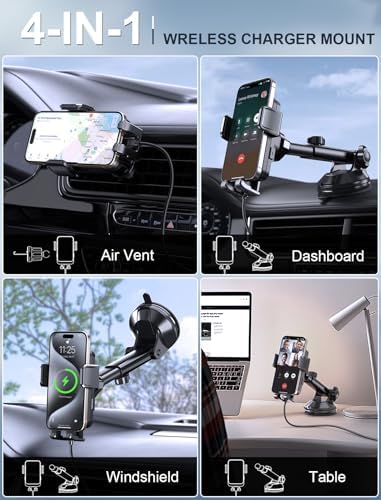 MOKPR Wireless Car Charger – 15 W/10 W/7.5 W Auto-Clamping Cup Holder Phone Mount for i Phone & Samsung – Fast Charging Car Mount with Enhanced Compatibility for Seamless Navigation & Calls – Durable, Convenient, and Safe Charging Solution for Busy Lifestyles
