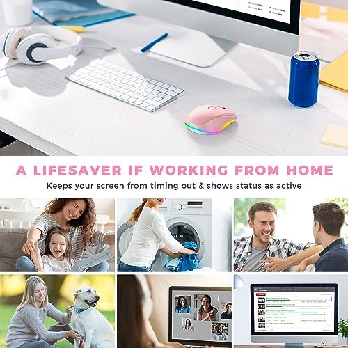 PEIOUS Rechargeable Wireless Mouse with LED – Innovative Jiggler Technology to Keep Your Computer Awake – Sleek Black Design for Optimal Comfort and Productivity