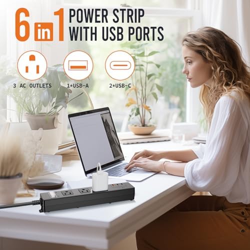 VNJ Outdoor Power Strip: 8 AC Outlets & 4 Fast USB Ports, IPX6 Waterproof Surge Protector with Safety Lock for Secure Connections, ETL-Certified 15 FT Extension Cord – Ideal for Home, Garden, and Commercial Applications