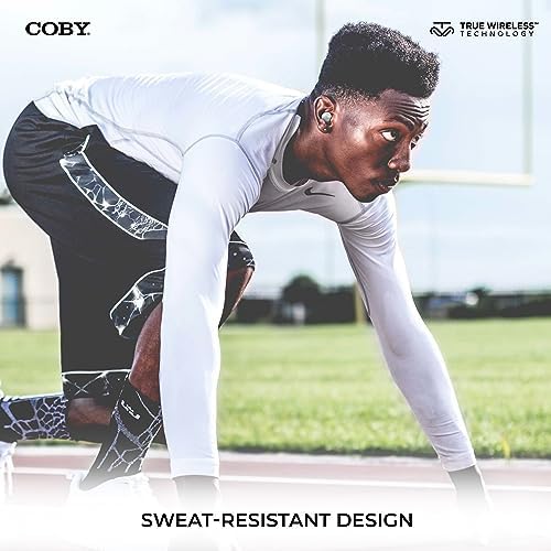 Coby Pro Fitness True Wireless Earbuds with Charging Case – Premium Sweat-Resistant Design, Noise Isolation, and HD Audio for Optimal Workout Performance – 15-Hour Playtime, Auto-Pairing, and Hands-Free Calling with Siri/Google Compatibility in Sleek Black – Your Ultimate Fitness Audio Companion