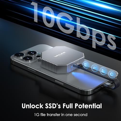 WAVLINK 10 Gbps Magnetic M.2 2230 NVMe/SATA SSD Enclosure – Premium Aluminum USB C Case for i Phone 16/15 Pro Max & Pro Res, Effortless Plug-and-Play Storage Solution, Ideal for Fast Data Transfer & Enhanced Compatibility (SSD Not Included)