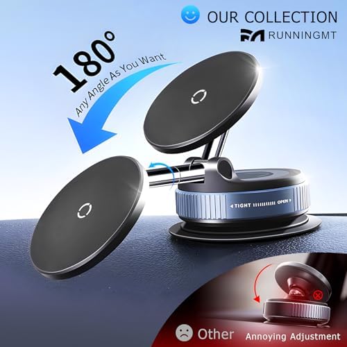 Revolutionary Mag Safe Wireless Charging Car Phone Holder – 360° Adjustable Magnetic Mount for Safe Navigation – Universal Compatibility for i Phone & Android – Superior Vacuum Grip for Enhanced Stability and Fast Charging Solutions