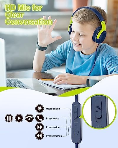 Vibrant Purple/Red ELECDER S8 Wired Kids Headphones with Adjustable Volume Control – Safe Sound Technology (85/94 d B) for Hearing Protection – Comfortable Fit for Growing Children – Perfect for School, Travel, and Play – Built-in Microphone for Effortless Communication – Compatible with Tablets and Smartphones – Durable Design for Everyday Adventures