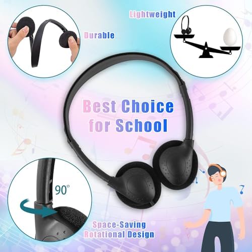 Vibrant 20-Pack Adjustable Classroom Headphones – Premium Wired Earphones for Enhanced Learning Engagement | Ideal for Schools, Libraries & Home Use | Durable, Comfortable Fit in a Colorful Variety for All Ages