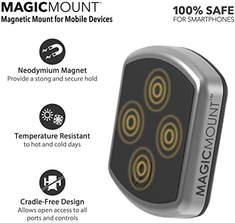 Scosche Magic Mount Pro Suction Cup Phone Holder – 2-Pack Magnetic Car Dashboard & Windshield Mount for i Phone, Galaxy & Android Smartphones – Enhanced Stability, 360-Degree Rotation & Sleek Black/Silver Design for Optimal Accessibility & Safety