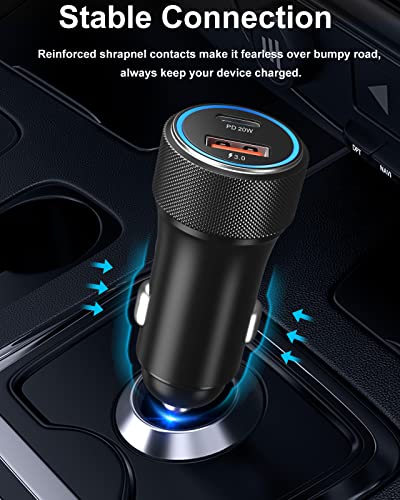 Dual USB-C Fast Car Charger 36 W 2-Pack with PD3.0 & QC3.0 – Includes 6 FT C-C Cables for Galaxy S24/S23/S22/S21, Pixel 6 & i Phone 11 Pro Max to 16 – Ultimate Compatibility & Speed for On-the-Go Charging Solutions