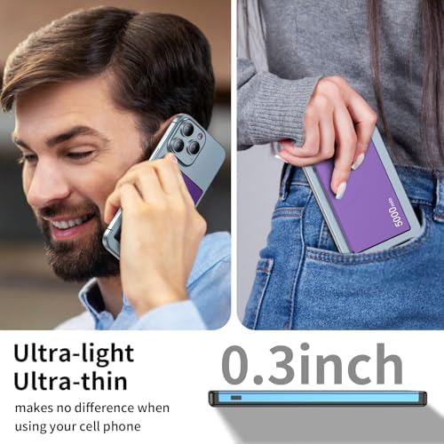 Ultra-Slim Magnetic Power Bank – 10,000 m Ah Portable Charger with Built-In Cable for i Phone 15/14/13/12 – Fast 20 W USB-C Two-Way Charging, Lightweight & Compact Design in Stylish Gray – Essential Travel Power Solution